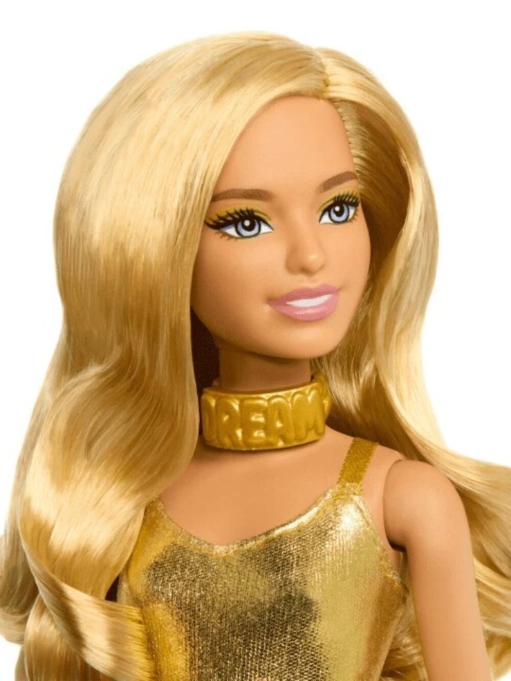Barbie Fashionistas Doll #222, Petite with Blonde Wavy Hair Golden Jumpsuit 65